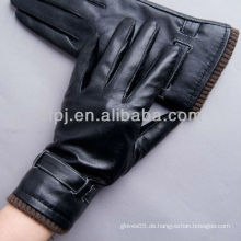 Herren-Uniform Muster Rippe Manschette Leder Handschuhe